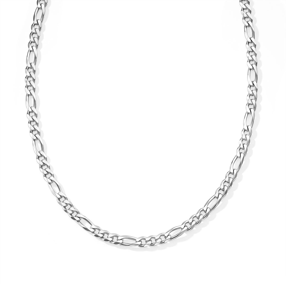 Italian Made Sterling Silver Pave Figaro Chain (Size - 22) with Lobster Clasp V32560190 0