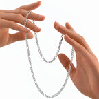 Italian Made Sterling Silver Pave Figaro Chain (Size - 22) with Lobster Clasp_8552933_5