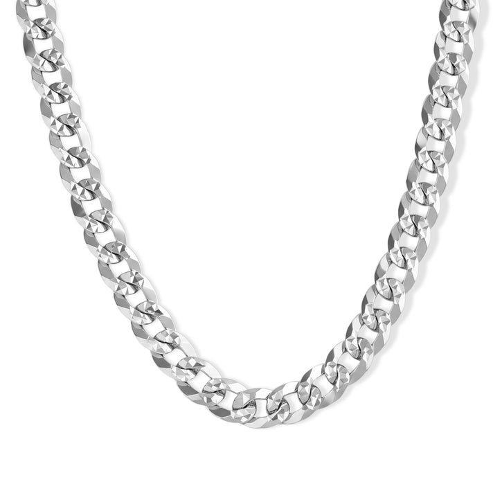 Italian Made - Sterling Silver Pyramid Pave Curb Chain (Size - 22) with Lobster Clasp 8552936 1