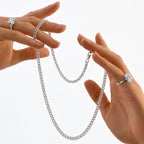 Italian Made - Sterling Silver Pyramid Pave Curb Chain (Size - 22) with Lobster Clasp_8552936_5