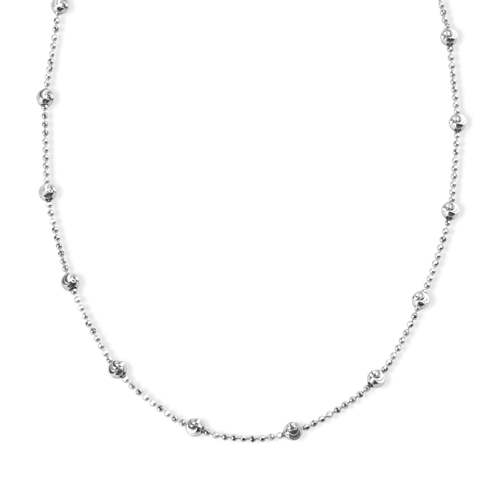 Italian Made-Rhodium Overlay Sterling Silver Station Chain (Size - 22) with Lobster Clasp_8552938