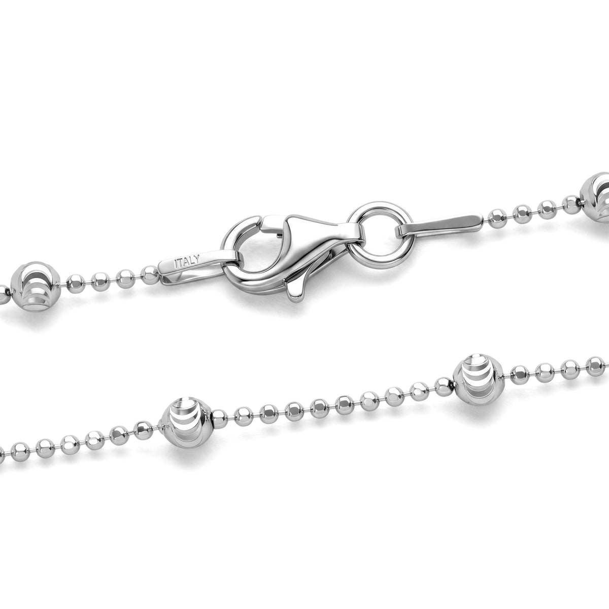 Italian Made-Rhodium Overlay Sterling Silver Station Chain (Size - 22) with Lobster Clasp V32566650 1