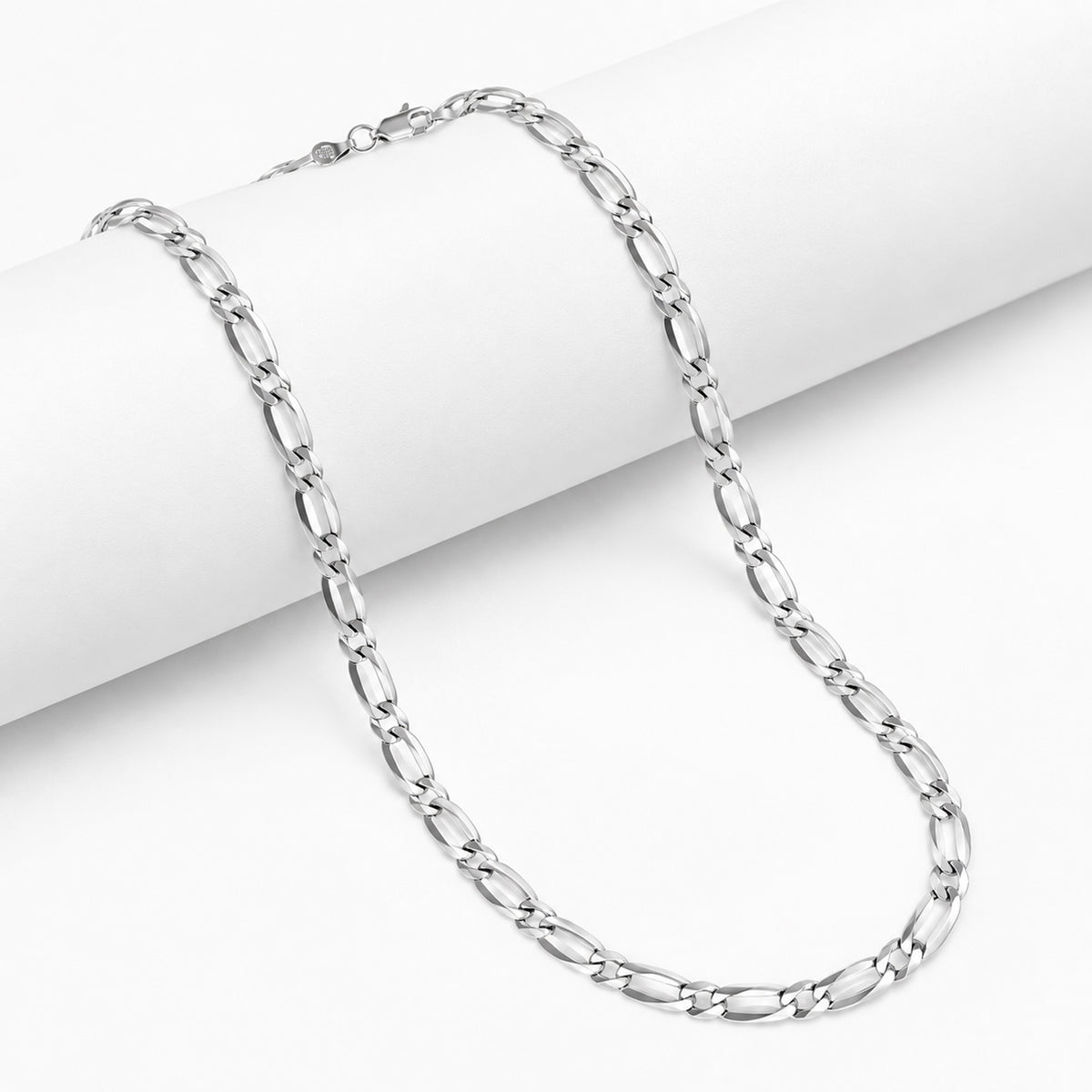 Sterling Silver Figaro Chain (Size - 24) with Lobster Clasp V32565743 6