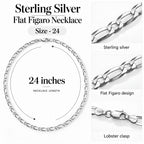 Sterling Silver Figaro Chain (Size - 24) with Lobster Clasp_8552944_7