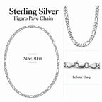 Sterling Silver Pave Figaro Chain (Size - 30) with Lobster Clasp_8552960_6