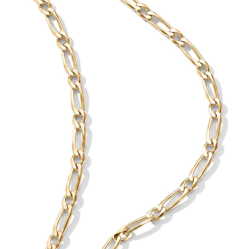 Italian Made - Yellow Gold Plated Sterling Silver Flat Figaro (Size - 20) Chain with Lobster Clasp_8552966_2