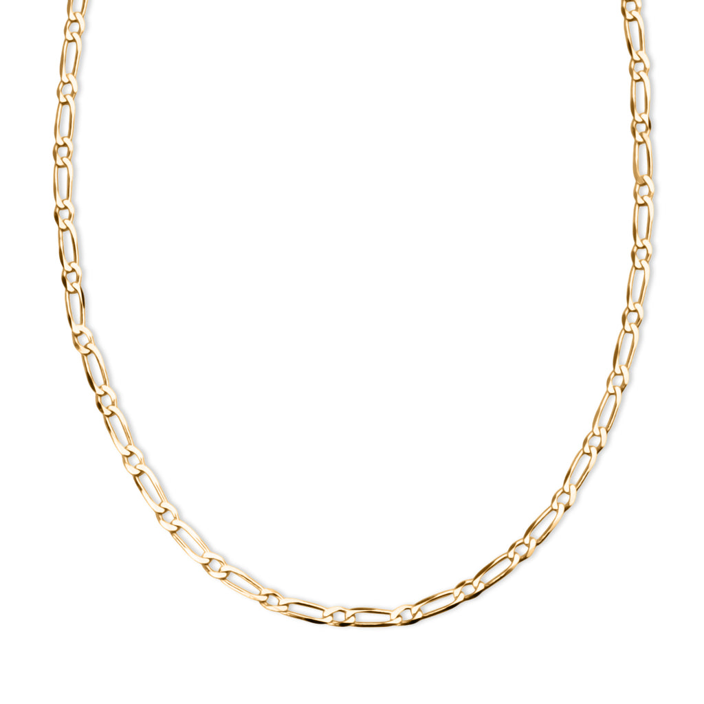 Italian Made - Yellow Gold Plated Sterling Silver Flat Figaro Necklace (Size - 24) with Lobster Clasp_8552967