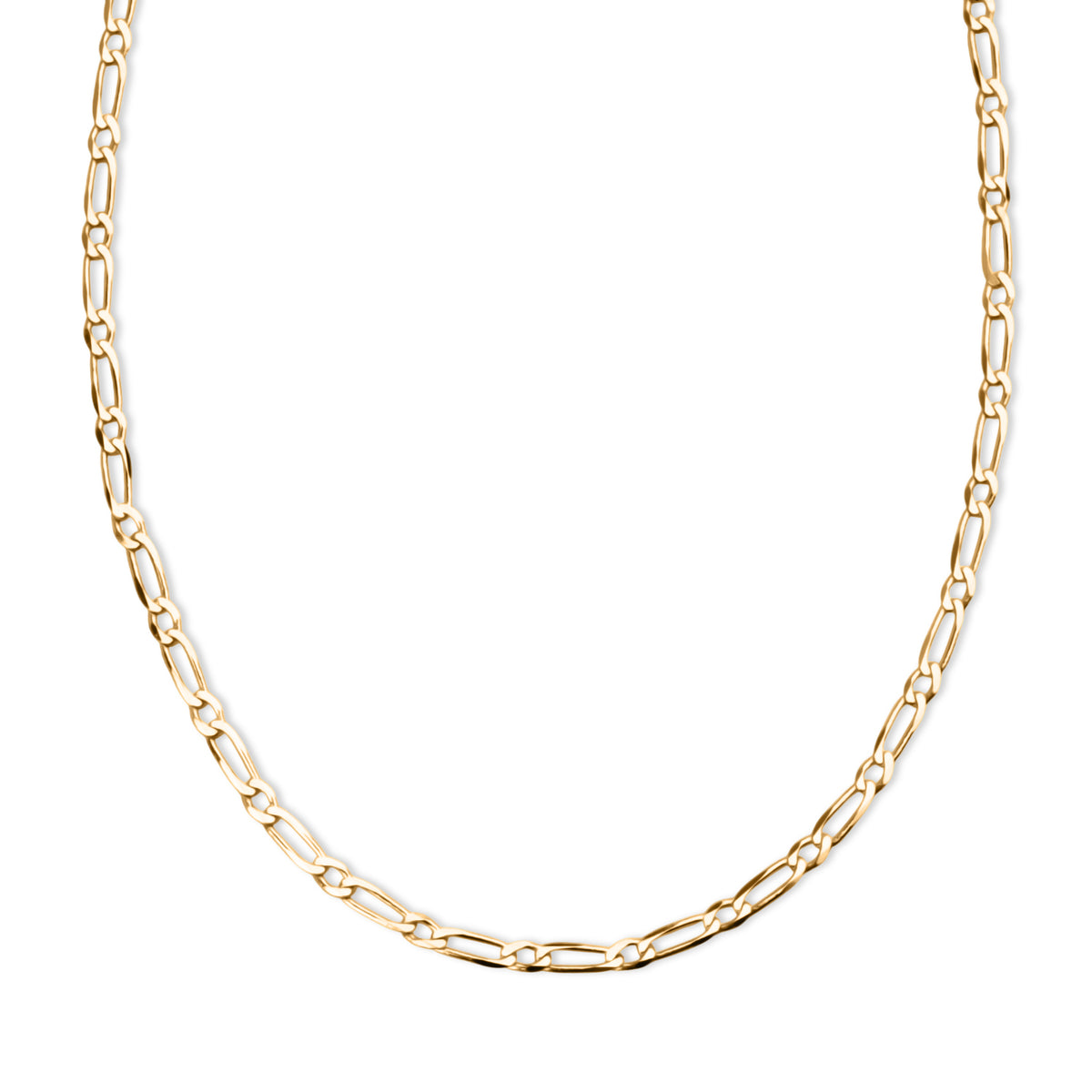 Italian Made - Yellow Gold Plated Sterling Silver Flat Figaro Necklace (Size - 30) with Lobster Clasp V32567482 0