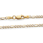 Italian Made - Sterling Silver Flat Figaro Pave Necklace (Size - 20) with Lobster Clasp in Two Tone Plating_8552979_3