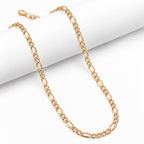 Italian Made - Sterling Silver Flat Figaro Pave Necklace (Size - 24) with Lobster Clasp in Two Tone Plating_8552981_5