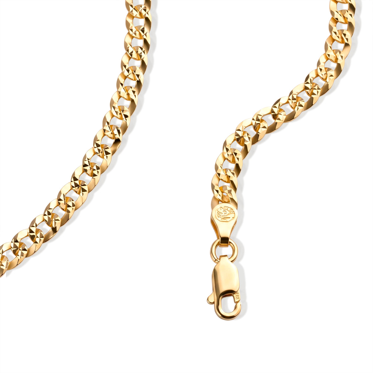 Sterling Silver Curb Flat Figaro Pave Chain (Size - 18) with Lobster Clasp in Two Tone Plating V32529174 2