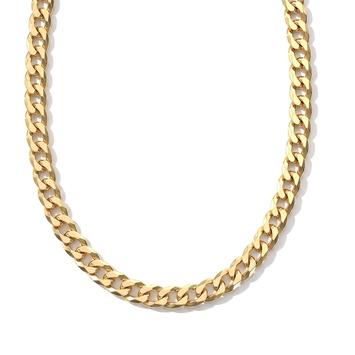 Italian Made - Yellow Gold Plated Sterling Silver Pyramid Pave Curb Chain (Size - 18) with Lobster Clasp V32527373 0
