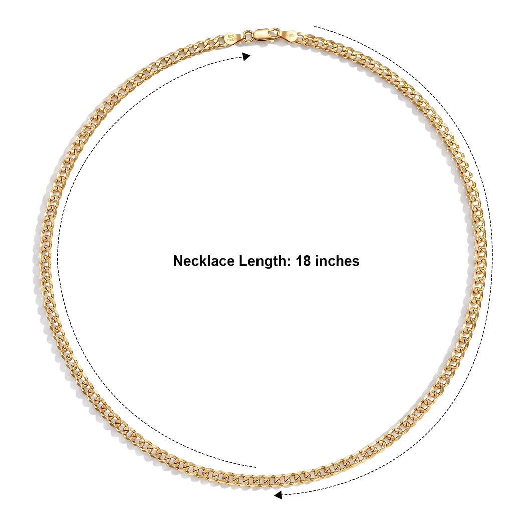 Italian Made - Yellow Gold Plated Sterling Silver Pyramid Pave Curb Chain (Size - 18) with Lobster Clasp_8553004_4