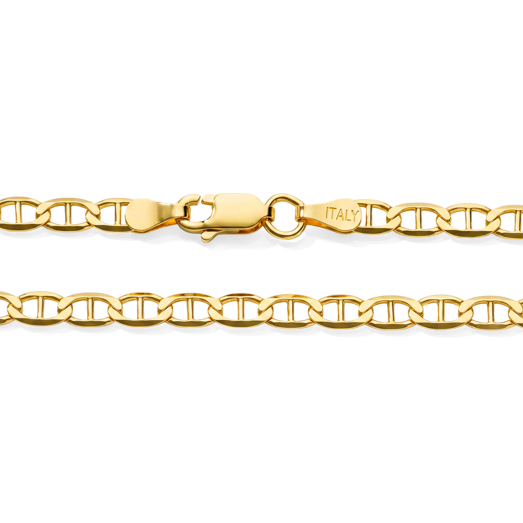 Yellow Gold Plated Sterling Silver Flat Rambo Chain (Size - 18) with Lobster Clasp_8553022_1