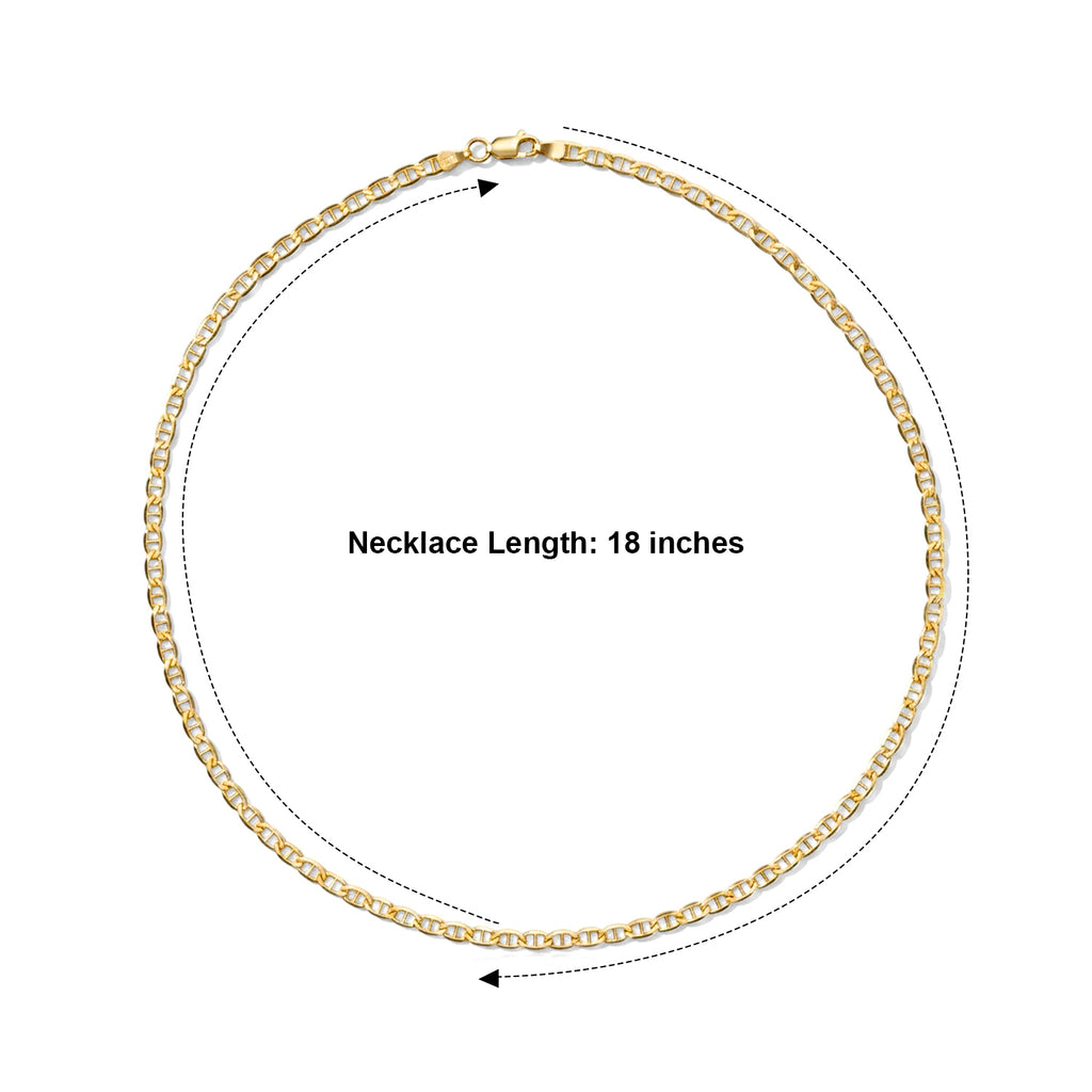 Yellow Gold Plated Sterling Silver Flat Rambo Chain (Size - 18) with Lobster Clasp_8553022_3