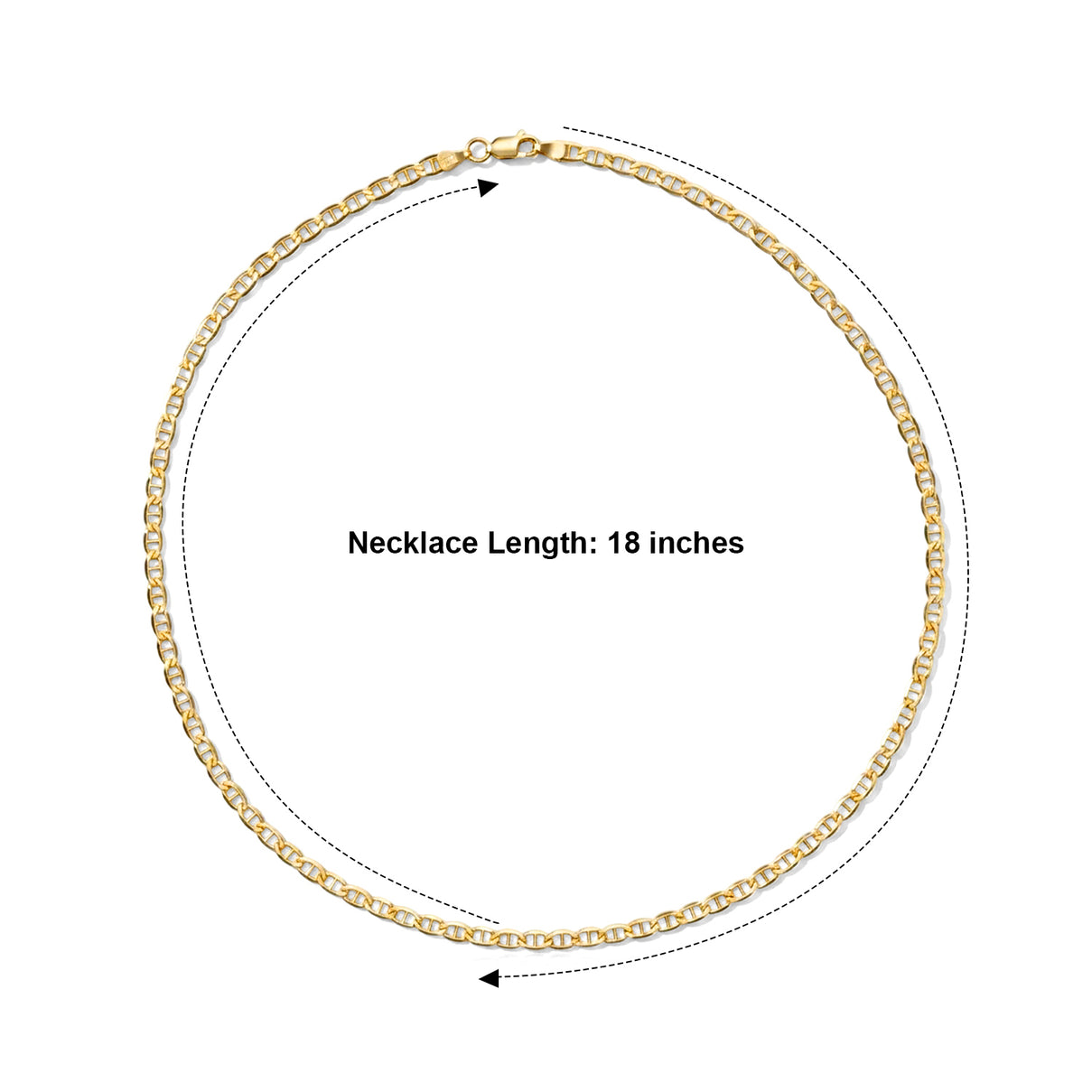 Yellow Gold Plated Sterling Silver Flat Rambo Chain (Size - 18) with Lobster Clasp V32512257 3