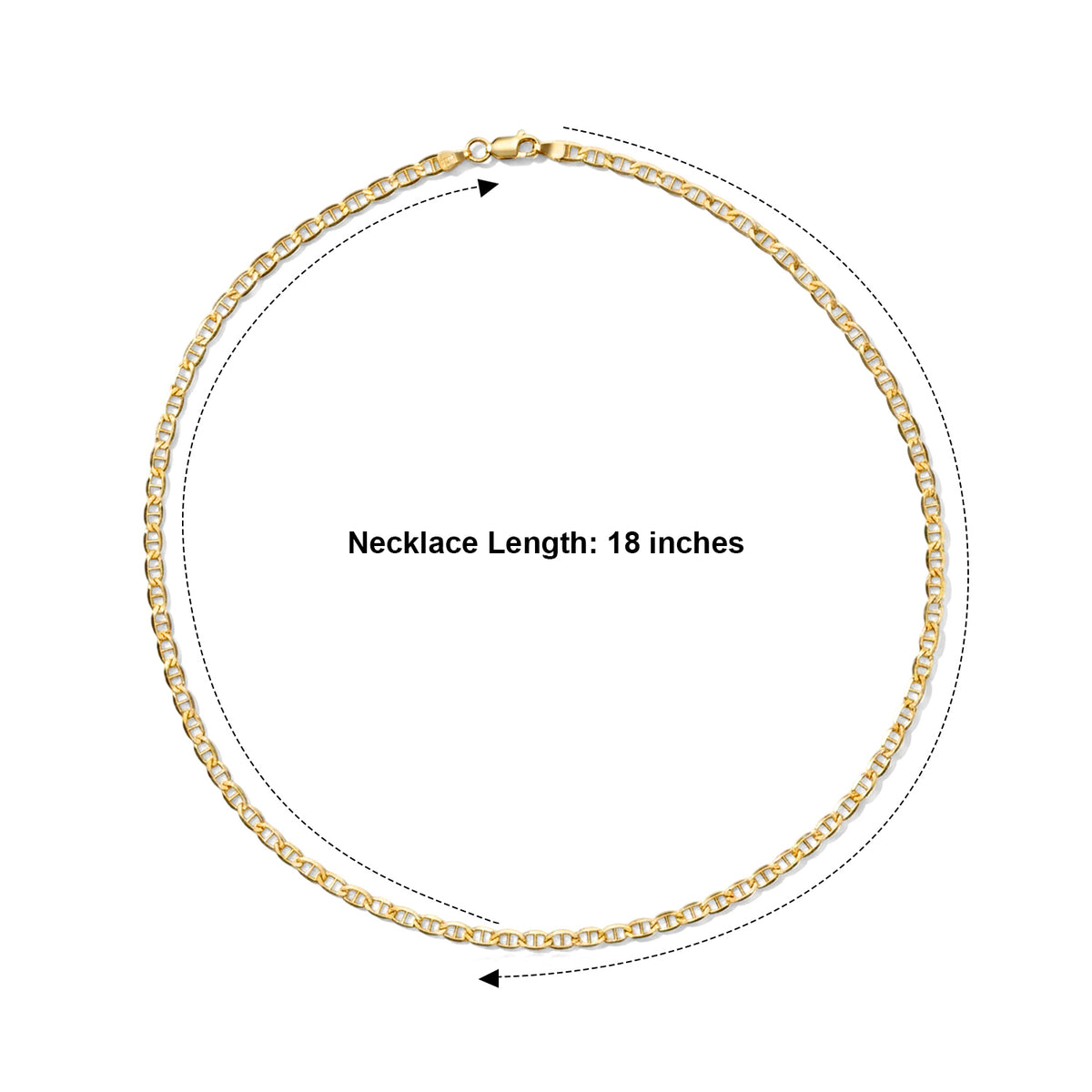 Yellow Gold Plated Sterling Silver Flat Rambo Chain (Size - 18) with Lobster Clasp V32512257 3