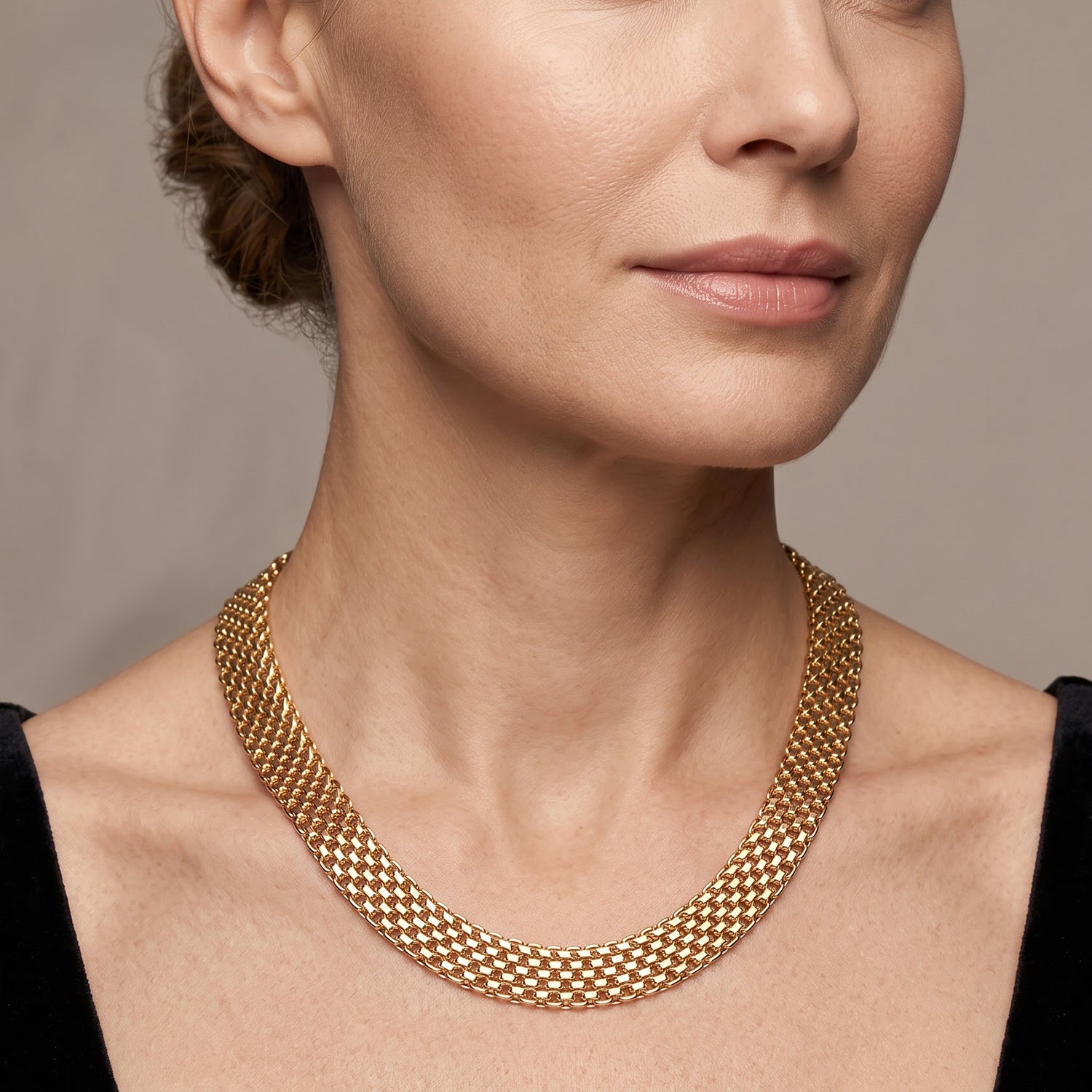 Yellow Gold Plated Sterling Silver Bismark Chain (Size - 18) with Lobster Clasp V32492204 1