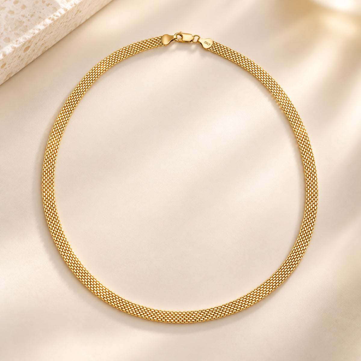 Italian Made- Yellow Gold Plated Sterling Silver Bismark Chain (Size - 20) with Lobster Clasp, V32564425 1