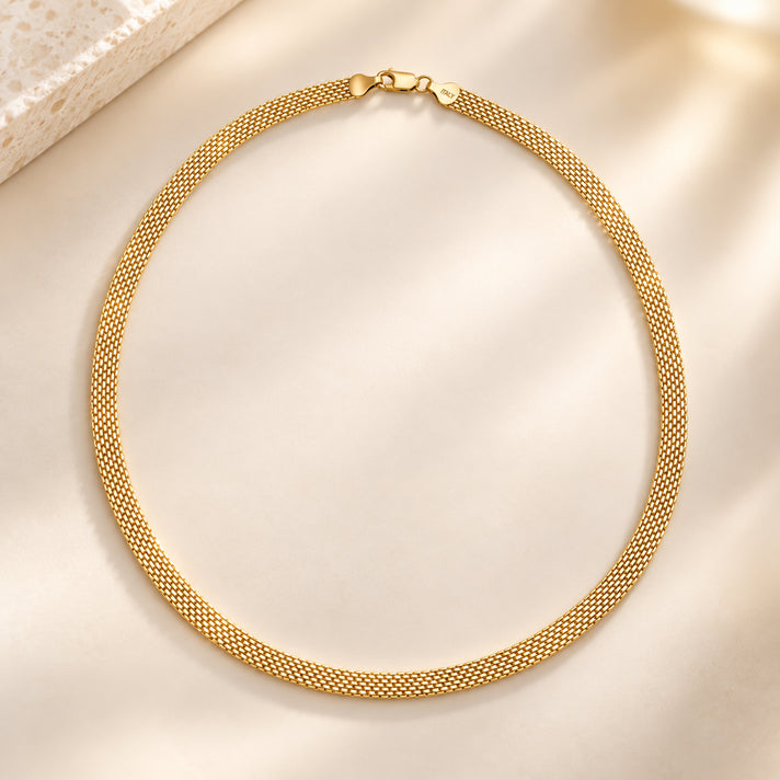 Italian Made- Yellow Gold Plated Sterling Silver Bismark Chain (Size - 20) with Lobster Clasp, 8553027 2