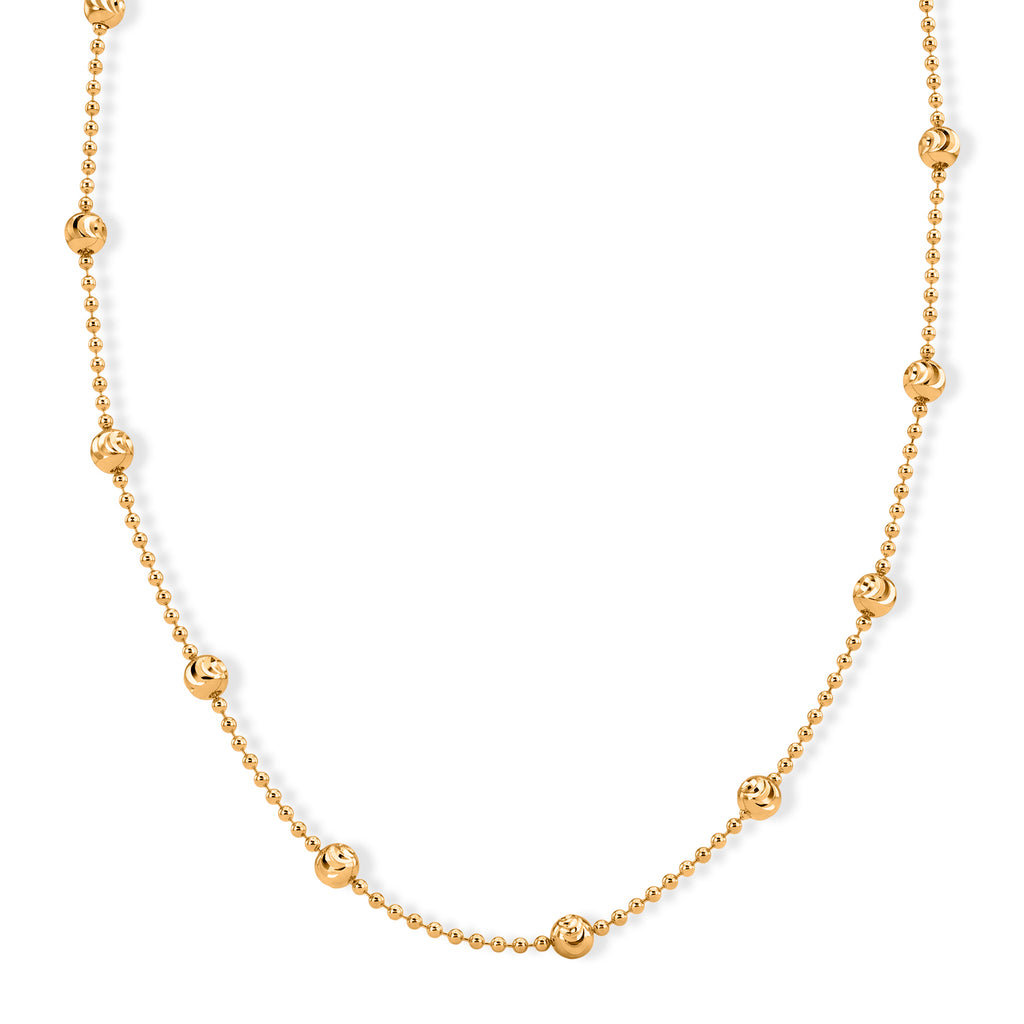 Italian Made - Yellow Gold Plated Sterling Silver Station Chain (Size - 18) with Lobster Clasp_8553030