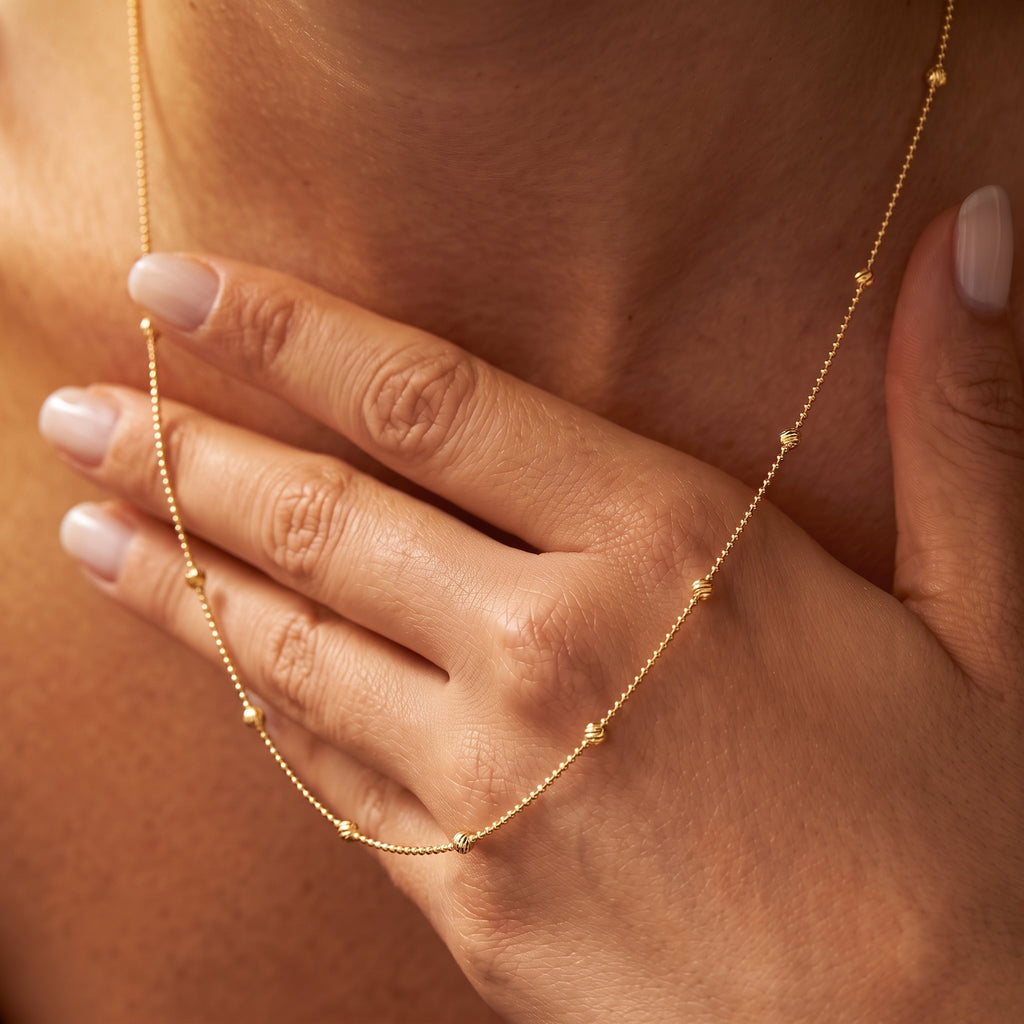 Italian Made Yellow Gold Plated Sterling Silver Station Chain (Size - 20) with Lobster Clasp_8553031_1