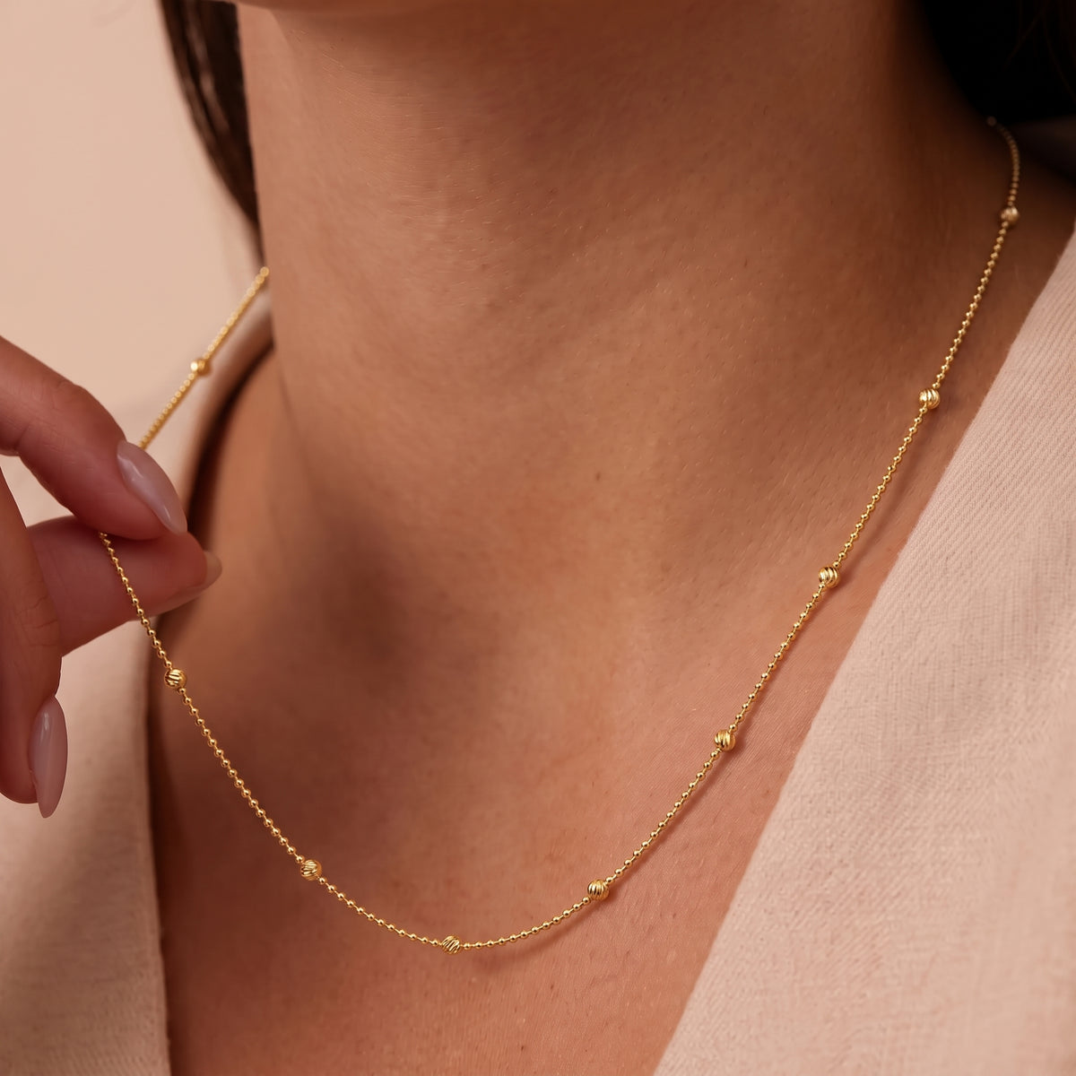 Italian Made Yellow Gold Plated Sterling Silver Station Chain (Size - 20) with Lobster Clasp V32747328 2