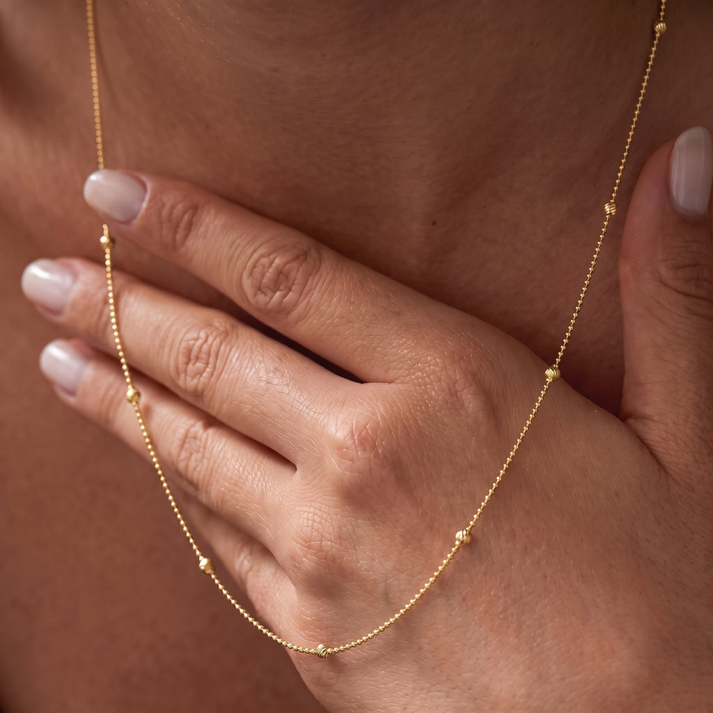 Italian Made Yellow Gold Plated Sterling Silver Station Chain (Size - 22) with Lobster Clasp_8553032_1