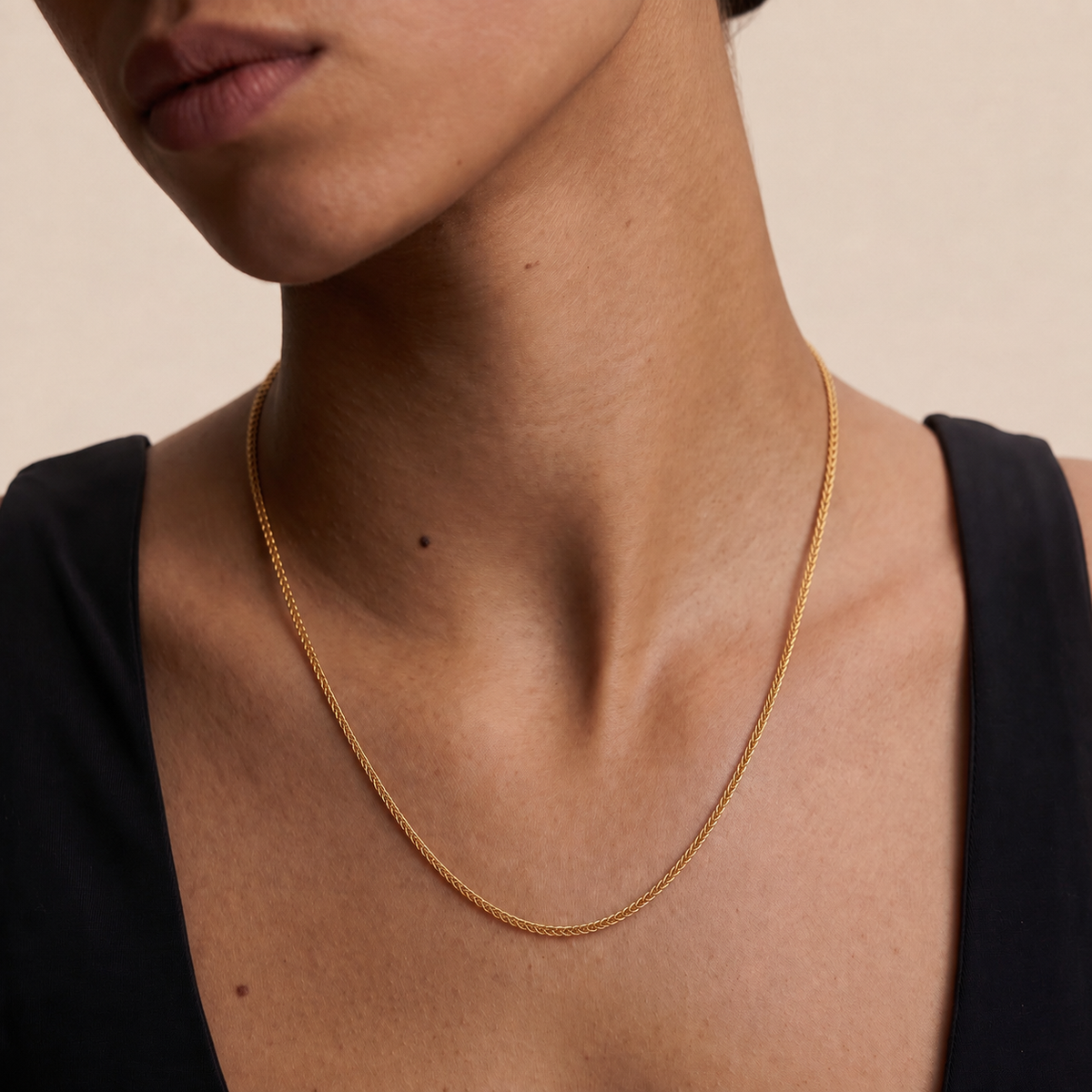 Italian Made Yellow Gold Plated Sterling Silver Franco Necklace (Size - 22) with Lobster Clasp V32561109 1