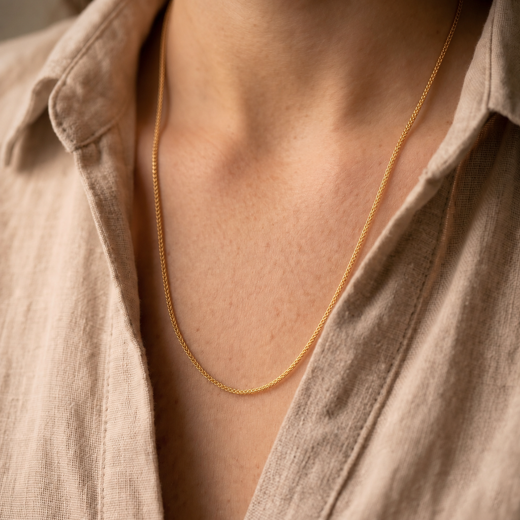 Italian Made Yellow Gold Plated Sterling Silver Franco Necklace (Size - 22) with Lobster Clasp_8553048_2