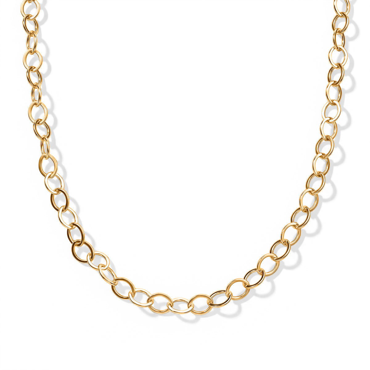 Italian Made Yellow Gold Overlay Sterling Silver Oval Link Necklace  (Size - 18) with Lobster Clasp 8553058 0