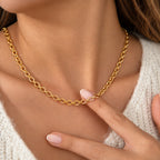 Italian Made Yellow Gold Overlay Sterling Silver Oval Link Necklace  (Size - 18) with Lobster Clasp_8553058_1