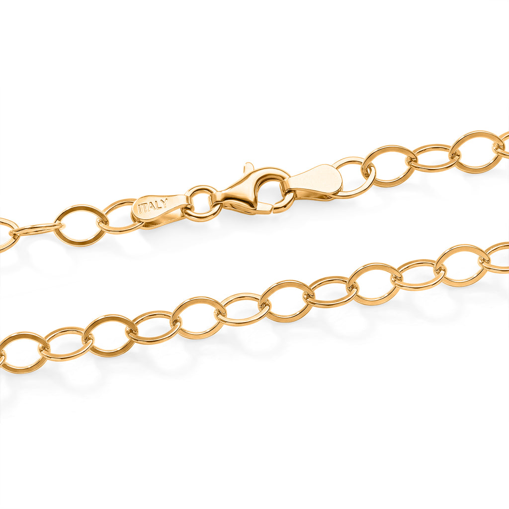 Italian Made Yellow Gold Overlay Sterling Silver Oval Link Necklace  (Size - 18) with Lobster Clasp_8553058_4