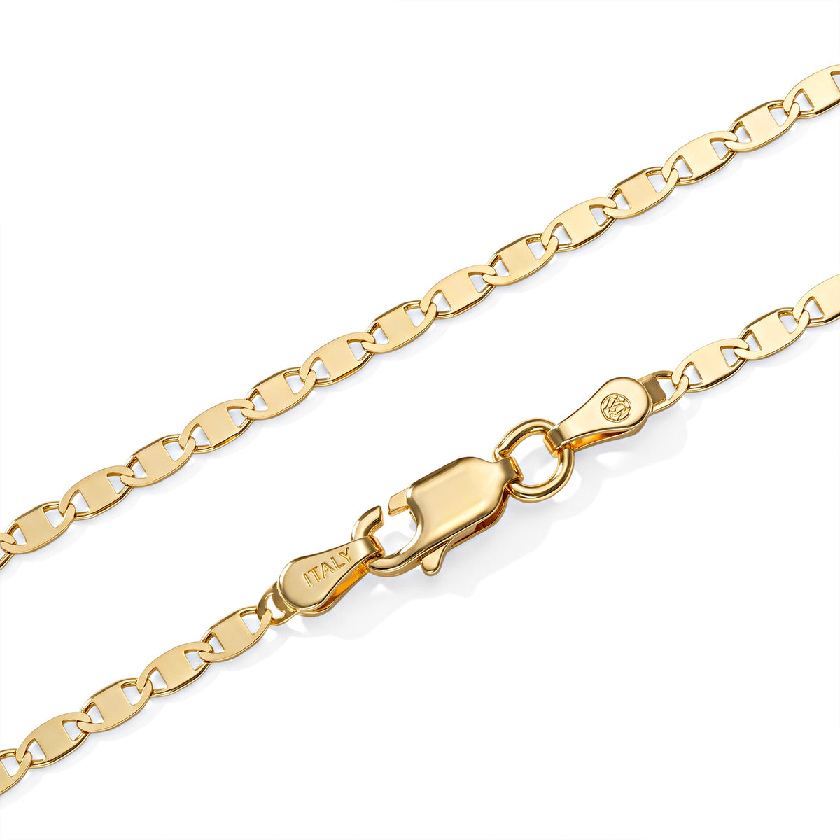 Italian Made - Yellow Gold Plated Sterling Silver Vale Chain (Size - 18) with Lobster Clasp 8553072 1