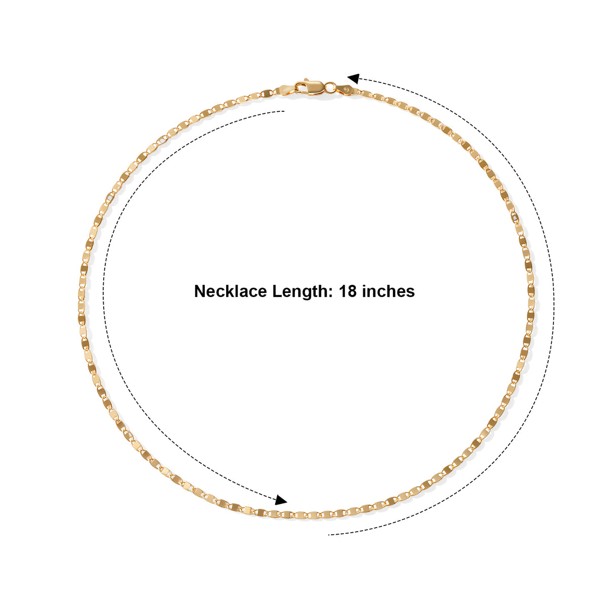 Italian Made - Yellow Gold Plated Sterling Silver Vale Chain (Size - 18) with Lobster Clasp 8553072 3
