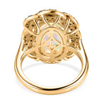 AAA Ethiopian Opal & SI-G/H Lab Grown Multi Diamond Cluster Halo Ring in 18K Vermeil Yellow Gold Plated Sterling Silver 4.50 Ct._8553174_4