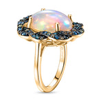 AAA Ethiopian Opal & SI-G/H Lab Grown Multi Diamond Cluster Halo Ring in 18K Vermeil Yellow Gold Plated Sterling Silver 4.50 Ct._8553175_3