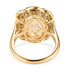 AAA Ethiopian Opal & SI-G/H Lab Grown Multi Diamond Cluster Halo Ring in 18K Vermeil Yellow Gold Plated Sterling Silver 4.50 Ct._8553175_4