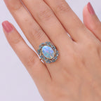 AAA Ethiopian Opal & SI-G/H Lab Grown Multi Diamond Cluster Halo Ring in 18K Vermeil Yellow Gold Plated Sterling Silver 4.50 Ct._8553179_1
