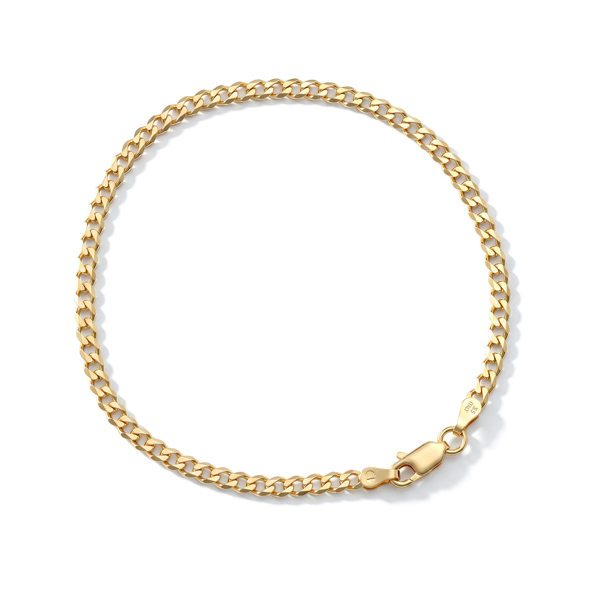 Italian Made - Yellow Gold Plated Sterling Silver Curb Bracelet (Size - 7.5) with Lobster Clasp V32529099 0