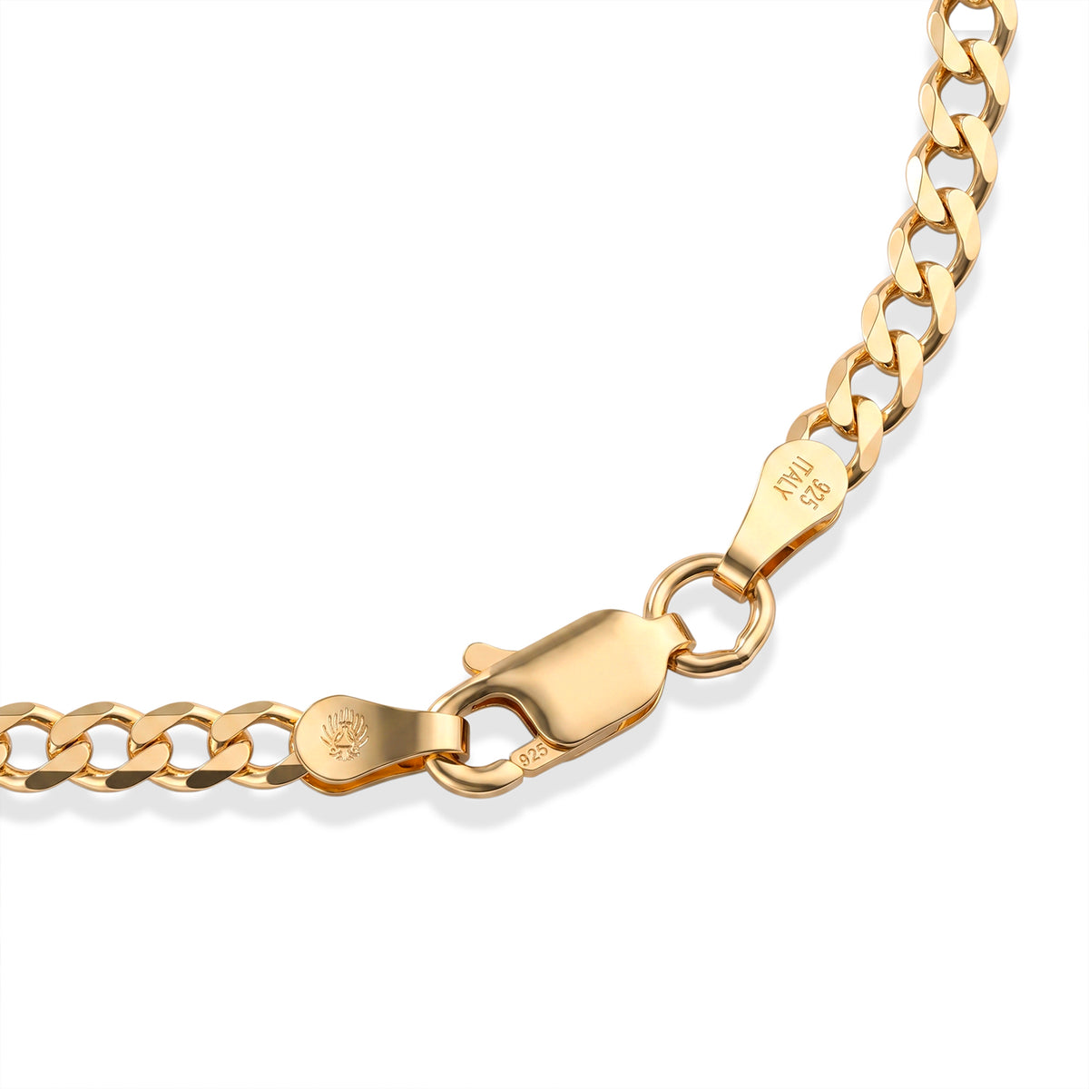 Italian Made - Yellow Gold Plated Sterling Silver Curb Bracelet (Size - 7.5) with Lobster Clasp V32529099 2