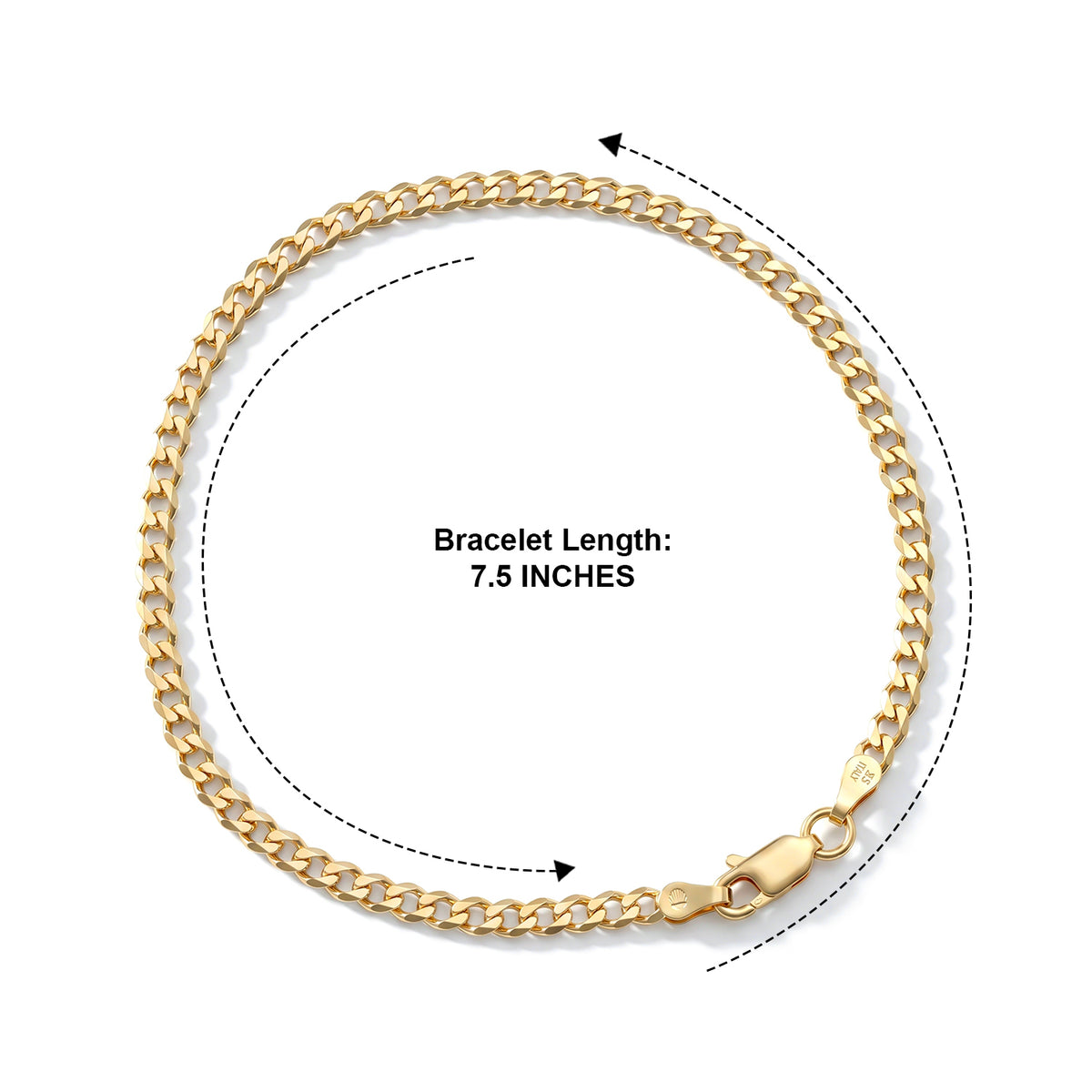 Italian Made - Yellow Gold Plated Sterling Silver Curb Bracelet (Size - 7.5) with Lobster Clasp V32529099 3
