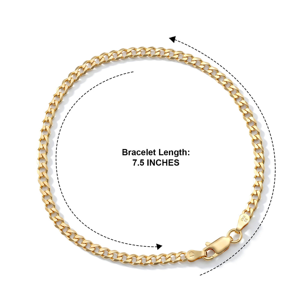 Italian Made - Yellow Gold Plated Sterling Silver Curb Bracelet (Size - 7.5) with Lobster Clasp_8553541_5