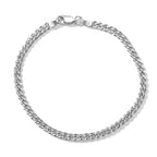 Italian Made - Sterling Silver Pave Curb Bracelet (Size - 7.5) with Lobster Clasp_8553555