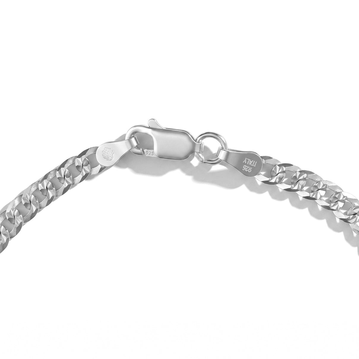 Italian Made - Sterling Silver Pave Curb Bracelet (Size - 7.5) with Lobster Clasp V32515282 2