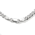 Italian Made - Sterling Silver Pyramid Pave Curb Bracelet (Size - 7.5) with Lobster Clasp_8553558_3