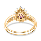 Luxuriant - Natural Radiant Ember Garnet & Lab Grown Diamond (SI/G-H) Pear Cut Halo Ring in 18K Vermeil Yellow Gold Plated Sterling Silver 1.22 Ct._8553608_4