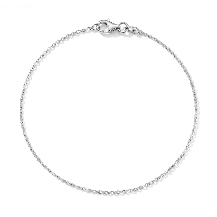Italian Made -Rhodium Overlay Sterling Silver Rolo Bracelet (Size - 7.5) with Lobster Clasp 8553623 1