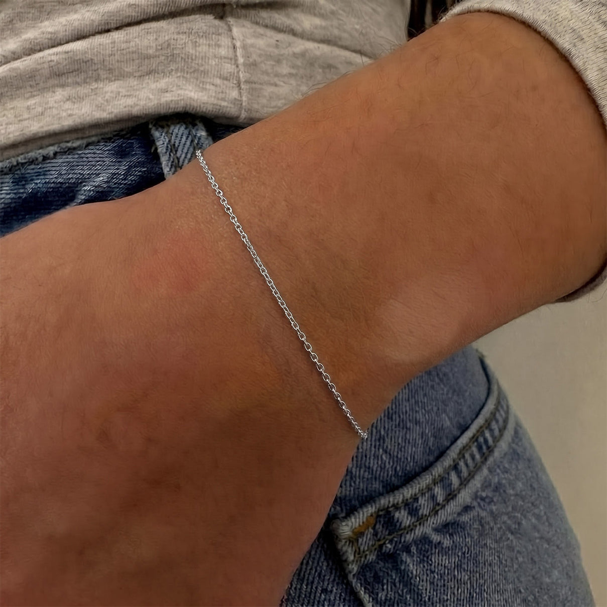 Italian Made -Rhodium Overlay Sterling Silver Rolo Bracelet (Size - 7.5) with Lobster Clasp V32515293 4