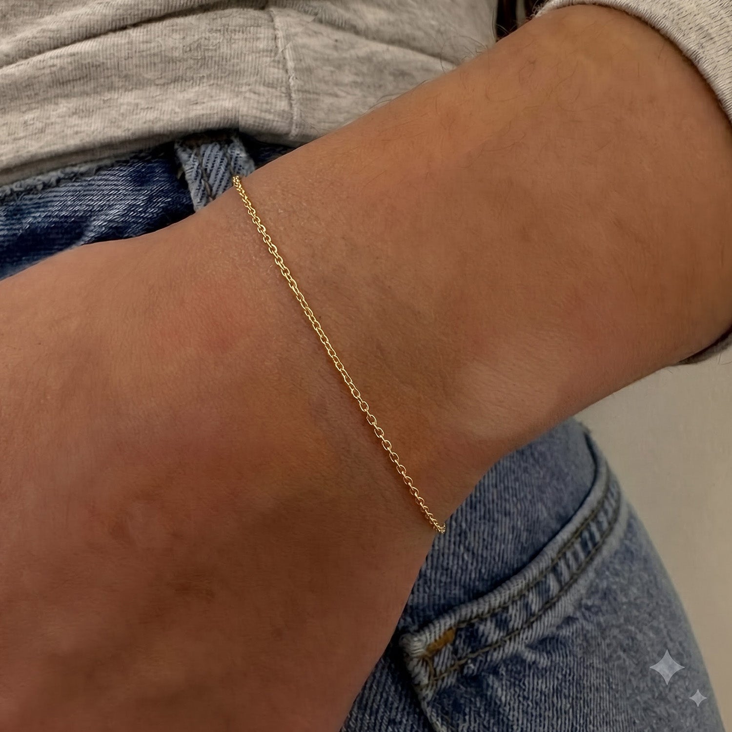 Italian Made - Yellow Gold Plated Sterling Silver Rolo Bracelet (Size - 7.5) with Lobster Clasp V32514415 5